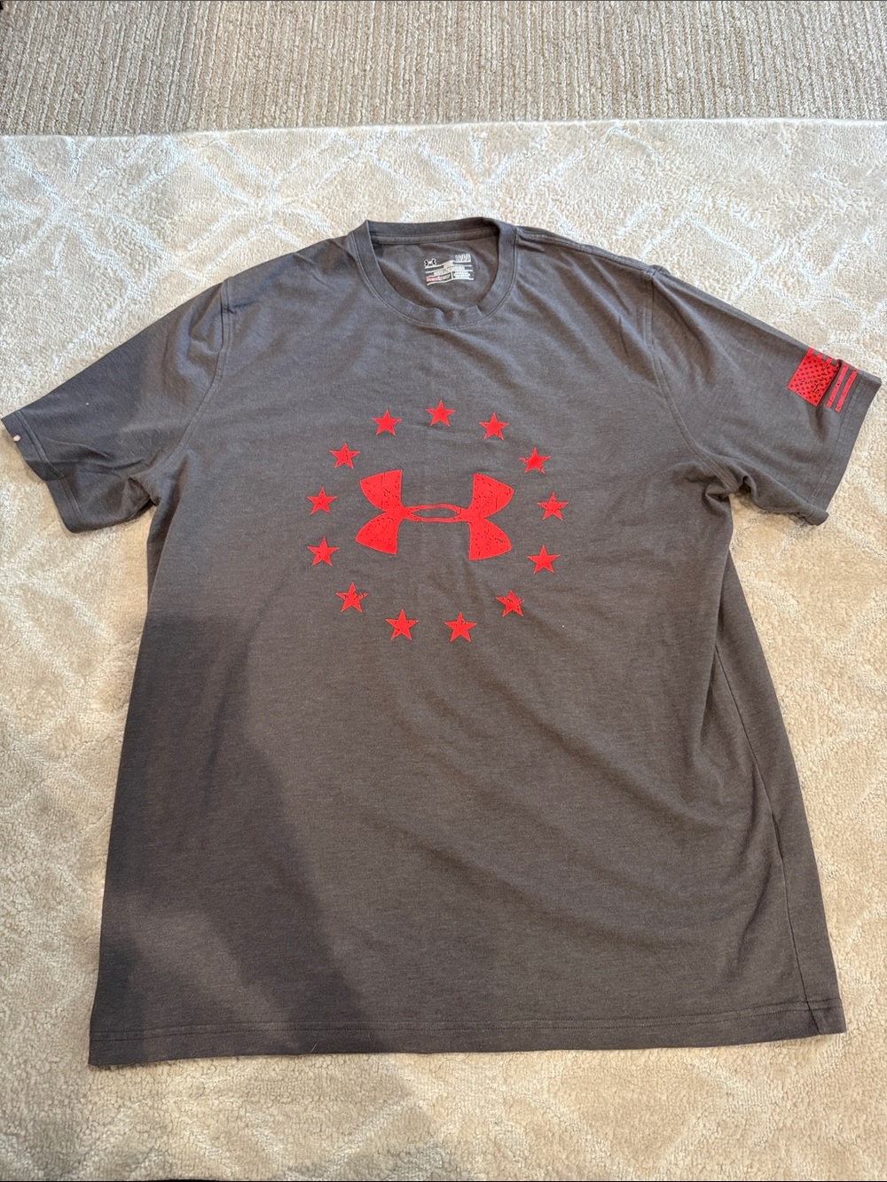 Under Armour Gray Short-Sleeve Tee with Red Star Logo